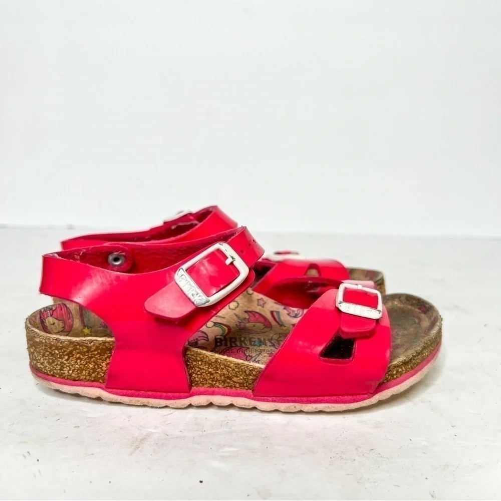 Birkenstock Rio Pink Patent Leather Slingback Sandals Size 10 Children’s Unicorn